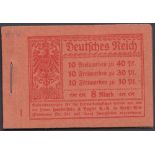 STAMPS GERMANY : 1921 Germania complete 8 Mark booklet, fair condition, SG SB14, Mi 14.1A.