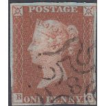 GREAT BRITAIN STAMPS : 1841 1d Red Brown, fine four margin example cancelled by No 8 in MX,