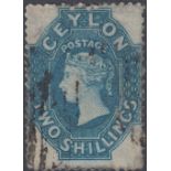 STAMPS CEYLON : 1861 QV 2/- dull blue used, clean-cut & intermediate perf, SG 27.