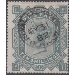 GREAT BRITAIN STAMPS : 1878 10/- Greenish-Grey, very fine used with a "Royal Exchange/Glasgow" cds,