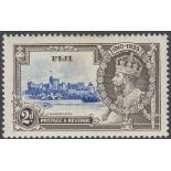 STAMPS FIJI : 1935 GV Silver Jubilee, 2d ultramarine & grey, 'diagonal line by turret' variety, M/M,