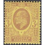 GREAT BRITAIN STAMPS : 1906 3d Pale Reddish Purple/Orange Yellow (chalky),