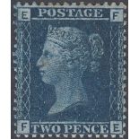 GREAT BRITAIN STAMPS : 1858 2d Blue Plate 12 (FE) ,