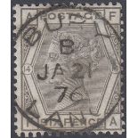 GREAT BRITAIN STAMPS : 1875 6d Grey Plate 14 (lettered FA), very fine used cancelled by Bury CDS,
