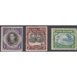 STAMPS COOK ISLANDS : 1938 GVI pictorial set of three, lightly M/M, SG 127-29.