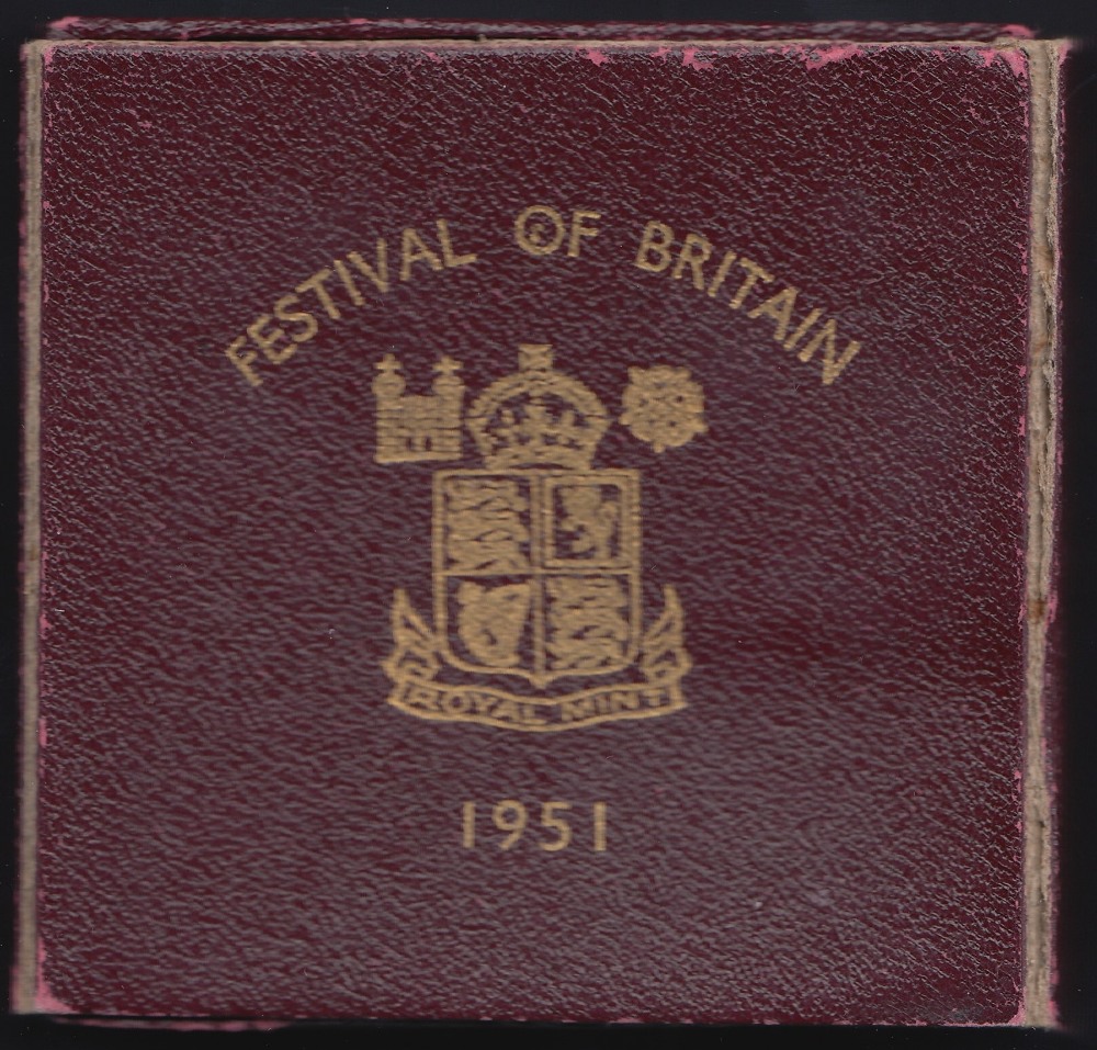 COINS : 1951 Festival of Britain coin in special burgandy case with paperwork