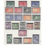 STAMPS CAYMAN : George VI M/M issues on album page with 1937 Coronation set, 1938-48 set of 14,