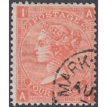 GREAT BRITAIN STAMPS : 1865 4d Vermilion Plate 12 lettered (AI),