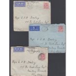 STAMPS POSTAL HISTORY : HONG KONG, three airmail envelopes, complete with correspondence,