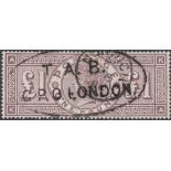 GREAT BRITAIN STAMPS : 1884 £1 Brown Lilac Crowns (lettered KA),