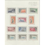 STAMPS BARBADOS : 1953-61 QEII set of 13, also with extra shades, M/M on two album pages,