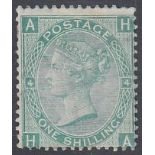 GREAT BRITAIN STAMPS : 1867-80 1/- Green, Plate 4,