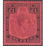 STAMPS BERMUDA : 1938 £1 Purple and Black/Red,