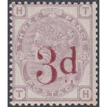 GREAT BRITAIN STAMPS : 1883 3d on 3d Lilac (lettered TH), fine lightly mounted mint,