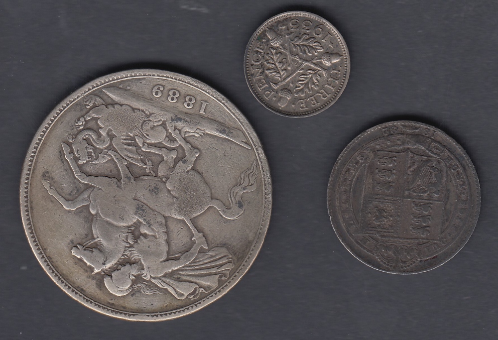 COINS : 1889 Great Britain silver crown, - Bild 2 aus 2