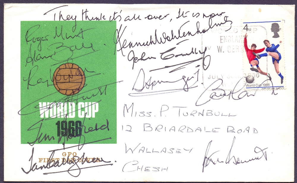 AUTOGRAPHS : 1966 World Cup multi-signed cover, 10 signatures including Geoff Hurst, Roger Hunt,