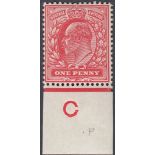 GREAT BRITAIN STAMPS : 1902 1d Scarlet, lightly mounted mint Control C Single,