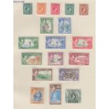 STAMPS JAMAICA : 1938 George VI set of 18 lightly M/M on album page, SG 121-33a.