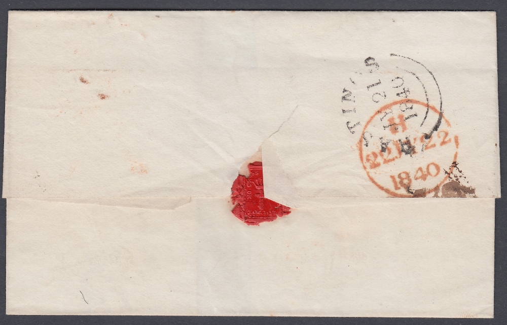 STAMPS : PENNY BLACK COVER : Plate 5 (CJ) four margin example of wrapper HASTINGS to LONDON, - Image 2 of 2