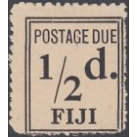 STAMPS FIJI : 1917 Postage Due, 1/2d narrow setting, fine mint but no gum, SG D5a. Cat £500.