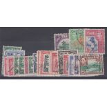 STAMPS FIJI : 1938 GVI definitive set of 22 fine used, SG 249-66b.