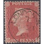 GREAT BRITAIN STAMPS : 1857 1d Red Plate 27 lettered (DF),