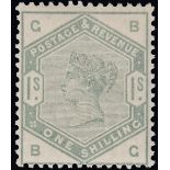 GREAT BRITAIN STAMPS : 1883 1/- Dull Green (lettered BG), lightly mounted mint,