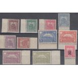 STAMPS : SCADTA, Provisional airmail set of ten and Registration overprinted stamp,