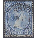 STAMPS FALKLANDS : 1891 2 1/2d Dull Blue, very fine used, watermark Crown CA REVERSED,