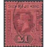 STAMPS FIJI : 1923 GV £1 purple & black/red, Die II, fine used, SG 137a.