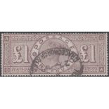 GREAT BRITAIN STAMPS : 1888 £1 Brown-Lilac, Wmk three Orbs,