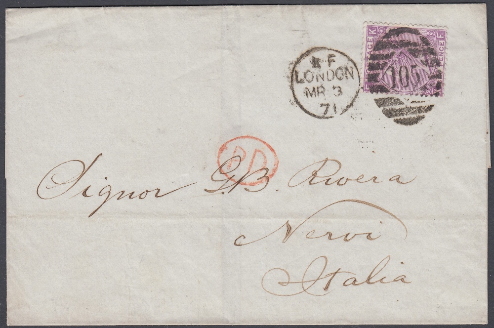 STAMPS : POSTAL HISTORY : 1870 6d Mauve