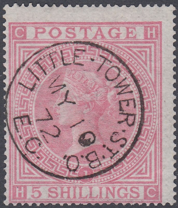 GREAT BRITAIN STAMPS : 1867 5/- Rose Pla