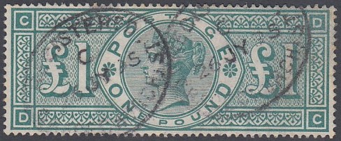 GREAT BRITAIN STAMPS : 1891 £1 Green let