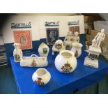 CRESTED CHINA, 9 different examples from various locations, generally good condition.