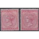 STAMPS SOUTH AFRICA : 1874-99 QV 1d dull rose & 1d bright rose M/M, SG 66 & 67.