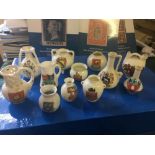 CRESTED CHINA, 12 different examples from various locations, generally good condition.