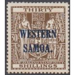 STAMPS SAMOA : 1945 Postal Fiscal 30/- brown, lightly M/M, slight gum tone, SG 211.