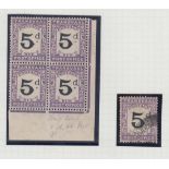 STAMPS SOUTH AFRICA : TRANSVAL, Postage Due 1907 5d black & violet,