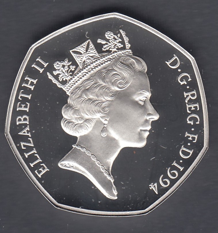 COINS : 1994 D Day silver proof 50p in Royal Mint display box