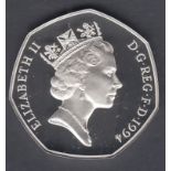 COINS : 1994 D Day silver proof 50p in Royal Mint display box