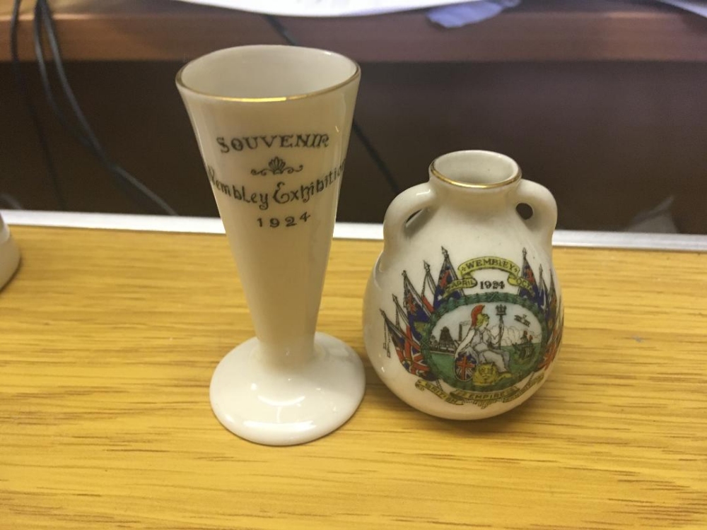 1924 Wembley Exhibition, three Crested China items. St Pauls and two vases. - Image 2 of 3