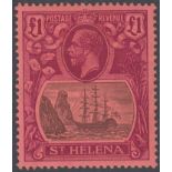 STAMPS ST HELENA : 1922 £1 GRey and Purple/Red,