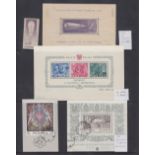 STAMPS POLAND : Selection of four miniature incl 1938 Stratosphere flight mint (tone mark),