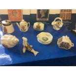 CRESTED CHINA, 8 different examples from various locations, generally good condition.