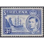 STAMPS ST HELENA : 1938 GVI 3d ultramarine M/M, SG 135.