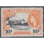 STAMPS ST HELENA : 1953 QEII 10/- black & yellow-orange, M/M (SG 165).