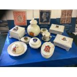 CRESTED CHINA, 10 different examples from various locations, generally good condition.