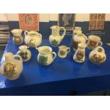 CRESTED CHINA, 12 different examples from various locations, generally good condition,