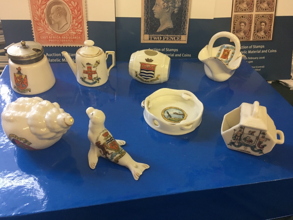 CRESTED CHINA, 8 different examples from